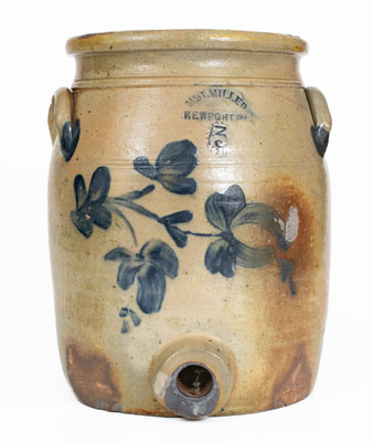 Extremely Rare M. & T. MILLER / NEWPORT, PA 3 Gal. Stoneware Water Cooler