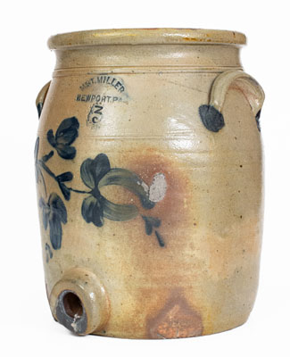Extremely Rare M. & T. MILLER / NEWPORT, PA 3 Gal. Stoneware Water Cooler
