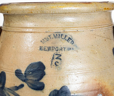 Extremely Rare M. & T. MILLER / NEWPORT, PA 3 Gal. Stoneware Water Cooler
