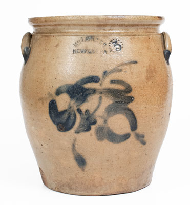 3 Gal. M. & T. MILLER / NEWPORT, PA Stoneware Jar w/ Floral Decoration