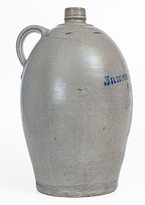 Very Rare James Hamilton & Co. / Greensboro, Pa. Stoneware Jug w/ Elaborate Stenciled Tavern Scene