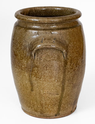 Fine 1 1/2 Gal. DS (Daniel Seagle, Vale, North Carolina) Alkaline-Glazed Stoneware Jug, c1840