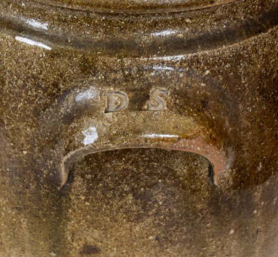 Fine 1 1/2 Gal. DS (Daniel Seagle, Vale, North Carolina) Alkaline-Glazed Stoneware Jug, c1840