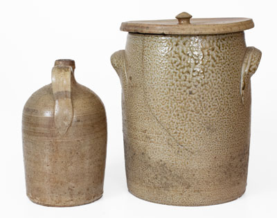 Lot of Two: J.D. CRAVEN Stoneware Lidded Crock and Jug, Randolph / Moore County, North Carolina