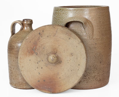 Lot of Two: J.D. CRAVEN Stoneware Lidded Crock and Jug, Randolph / Moore County, North Carolina