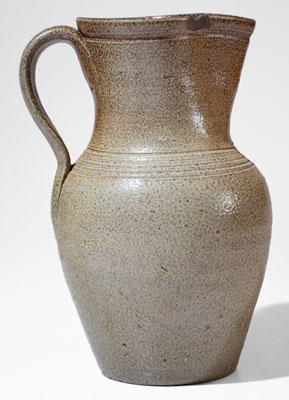 Rare J.D. CRAVEN Salt-Glazed Stoneware Pitcher, Randolph or Moore County, North Carolina
