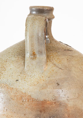 Rare WRENN BRO., Erect, North Carolina Stoneware Jug, c1890