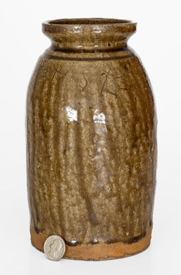 Very Rare Catawba Valley Stoneware Jar Inscribed 
