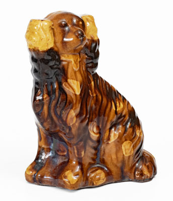 Slip-Decorated Pennsylvania Redware Spaniel, 19th century