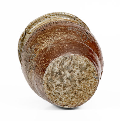 Very Rare Miniature Chester Webster, Randolph County, NC Stoneware Jar w/ Elaborate Incised Decoration