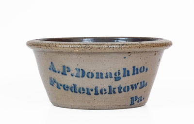 Rare Small-Sized A. P. Donaghho / Fredericktown, PA Stoneware Bowl