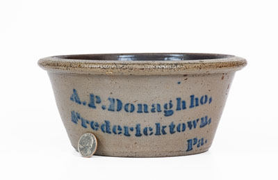 Rare Small-Sized A. P. Donaghho / Fredericktown, PA Stoneware Bowl