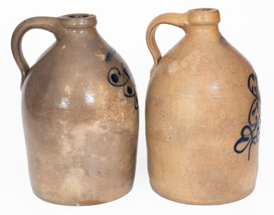 Lot of Two: New York State Stoneware Jugs w/ Unusual Decoration