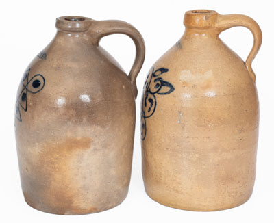 Lot of Two: New York State Stoneware Jugs w/ Unusual Decoration