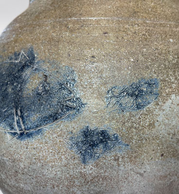 Extremely Rare and Important James River, VA Stoneware Jar w/ Incised Fish Decoration