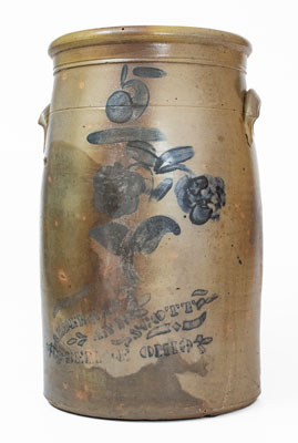 Very Rare 5 Gal. BELPRE, OHIO Stoneware Advertising Churn