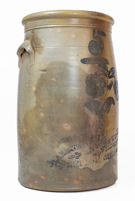 Very Rare 5 Gal. BELPRE, OHIO Stoneware Advertising Churn