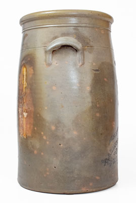 Very Rare 5 Gal. BELPRE, OHIO Stoneware Advertising Churn