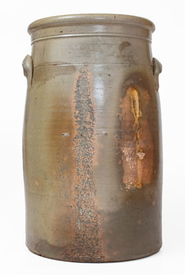 Very Rare 5 Gal. BELPRE, OHIO Stoneware Advertising Churn