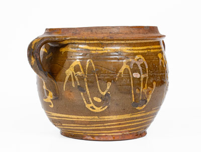 Very Rare American Redware Jar w/ Elaborate Slip Decoration, 18th century