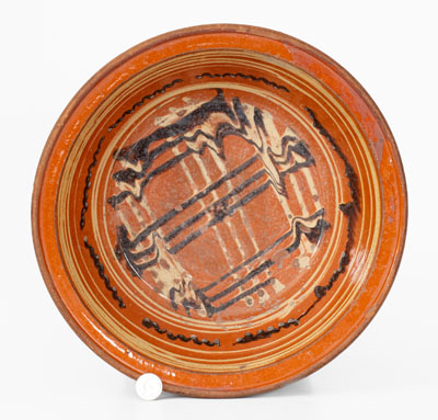 Fine Pennsylvania Redware Bowl w/ Two-Color Crosshatched Decoration, possibly Philadelphia, 18th century