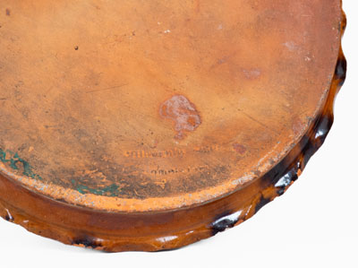 Unusual Willoughby Smith / Womelsdorf, PA Redware Saucer