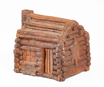 Very Rare Miniature Redware Cabin attrib. Anna Pottery, Anna, Illinois
