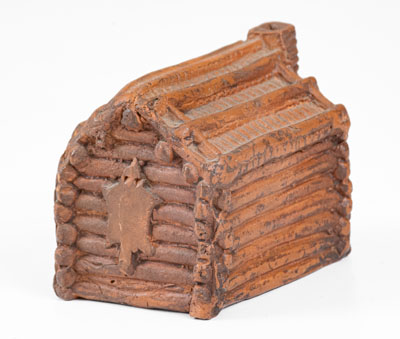 Very Rare Miniature Redware Cabin attrib. Anna Pottery, Anna, Illinois