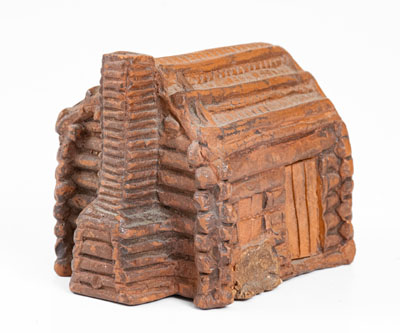 Very Rare Miniature Redware Cabin attrib. Anna Pottery, Anna, Illinois
