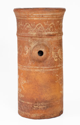 Highly Unusual Redware Churn w/ Elaborate Slip Decoration, 1799 Date