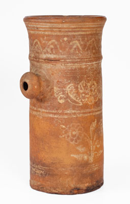 Highly Unusual Redware Churn w/ Elaborate Slip Decoration, 1799 Date