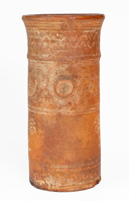 Highly Unusual Redware Churn w/ Elaborate Slip Decoration, 1799 Date