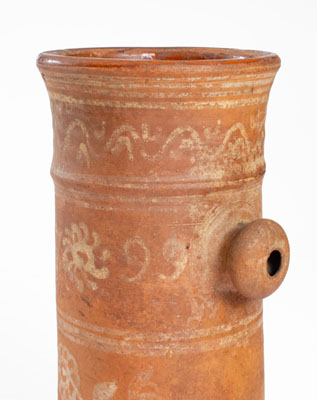Highly Unusual Redware Churn w/ Elaborate Slip Decoration, 1799 Date