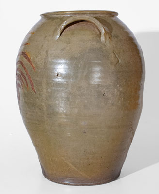 Extremely Rare Southern Stoneware Jar w/ Elaborate Iron-Slip Tree, probably Texas, possibly Guadalupe County