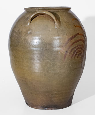 Extremely Rare Southern Stoneware Jar w/ Elaborate Iron-Slip Tree, probably Texas, possibly Guadalupe County
