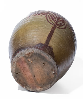 Extremely Rare Southern Stoneware Jar w/ Elaborate Iron-Slip Tree, probably Texas, possibly Guadalupe County