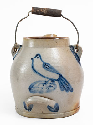 Rare COWDEN & WILCOX / HARRISBURG, PA Stoneware Batter Pail w/ Bird Decoration