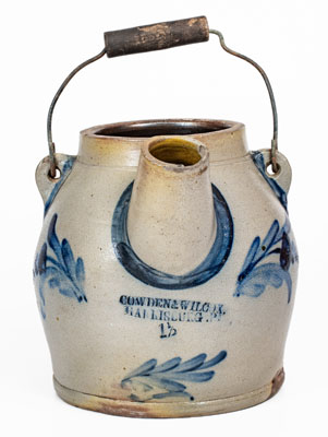 Rare COWDEN & WILCOX / HARRISBURG, PA Stoneware Batter Pail w/ Bird Decoration