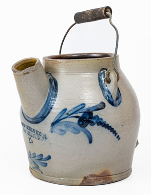 Rare COWDEN & WILCOX / HARRISBURG, PA Stoneware Batter Pail w/ Bird Decoration