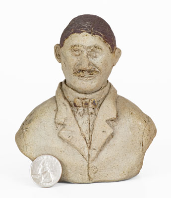 Rare and Fine Tanware Bust, Ohio or possibly Western PA, c1885