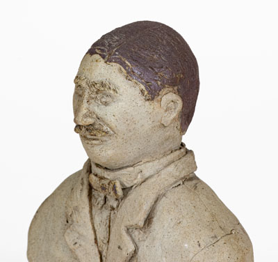 Rare and Fine Tanware Bust, Ohio or possibly Western PA, c1885