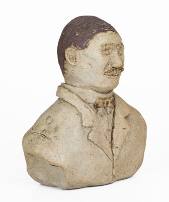 Rare and Fine Tanware Bust, Ohio or possibly Western PA, c1885