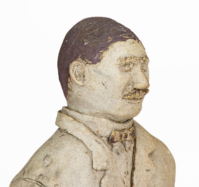 Rare and Fine Tanware Bust, Ohio or possibly Western PA, c1885