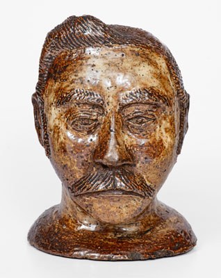 Rare and Fine Slip-Decorated Ohio Sewer Tile Bust