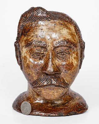 Rare and Fine Slip-Decorated Ohio Sewer Tile Bust