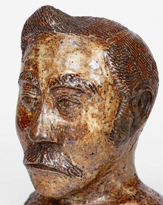 Rare and Fine Slip-Decorated Ohio Sewer Tile Bust