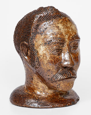 Rare and Fine Slip-Decorated Ohio Sewer Tile Bust