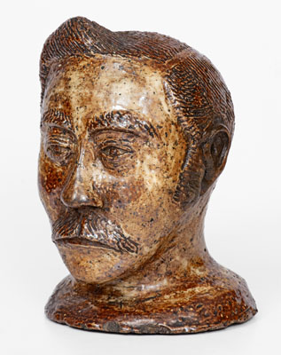 Rare and Fine Slip-Decorated Ohio Sewer Tile Bust
