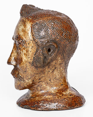 Rare and Fine Slip-Decorated Ohio Sewer Tile Bust