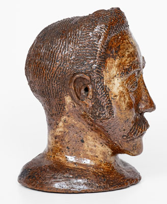 Rare and Fine Slip-Decorated Ohio Sewer Tile Bust